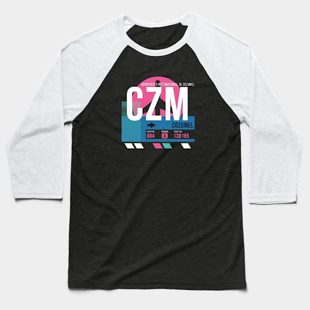 Cozumel (CZM) Airport // Sunset Baggage Tag Baseball T-Shirt by Now Boarding